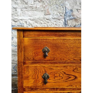 Vintage Chest Of Drawers Three Drawer Tall Oak Cabinet Super Proportions Lovely Detailing