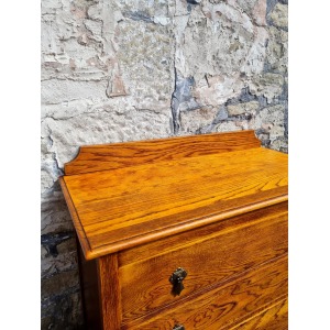 Vintage Chest Of Drawers Three Drawer Tall Oak Cabinet Super Proportions Lovely Detailing