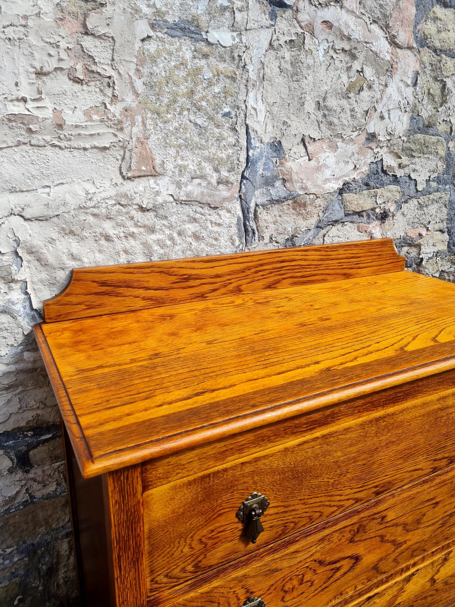Vintage Chest Of Drawers Three Drawer Tall Oak Cabinet Super Proportions Lovely Detailing