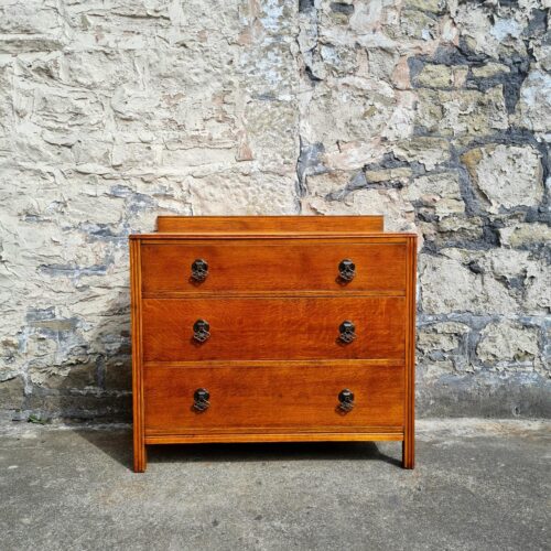 Vintage Chest Of Drawers Three Drawer Oak Cabinet Furniture Tallboy Super Proportions And Detailing