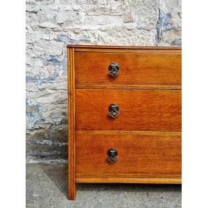 Vintage Chest Of Drawers Three Drawer Oak Cabinet Furniture Tallboy Super Proportions And Detailing