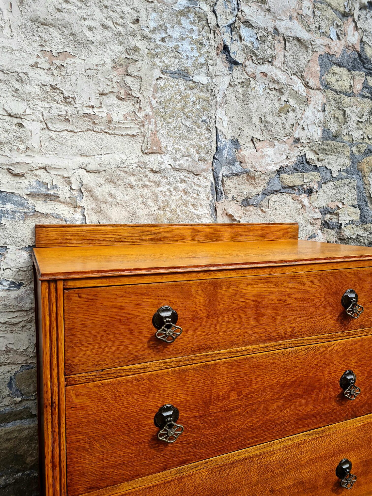 Vintage Chest Of Drawers Three Drawer Oak Cabinet Furniture Tallboy Super Proportions And Detailing