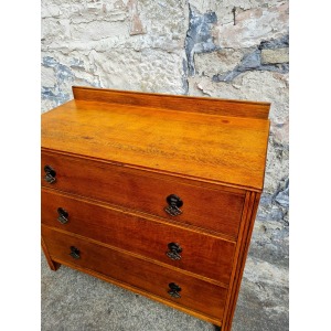 Vintage Chest Of Drawers Three Drawer Oak Cabinet Furniture Tallboy Super Proportions And Detailing