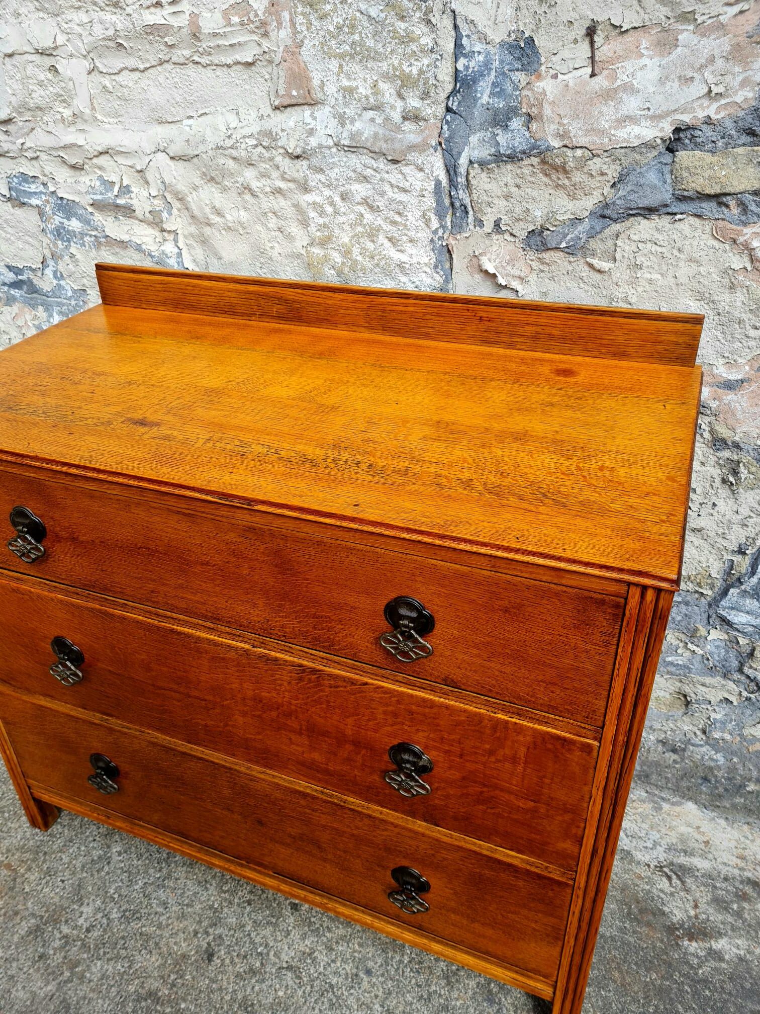 Vintage Chest Of Drawers Three Drawer Oak Cabinet Furniture Tallboy Super Proportions And Detailing