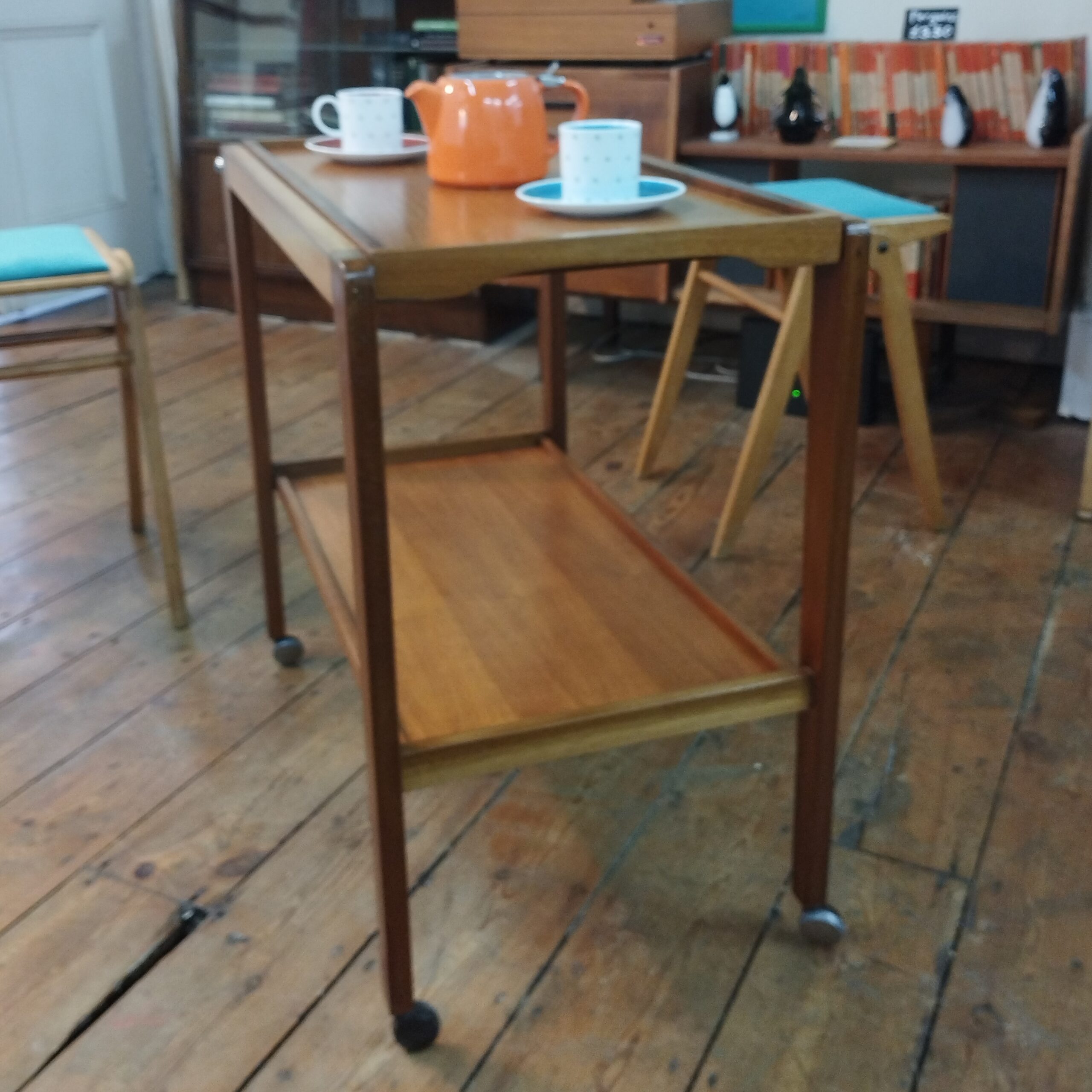 Gorgeous mid-century teak hostess/drinks trolley
