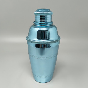 1960s Gorgeous Light Blue Cocktail Shaker by Lumium in Pure Aluminum. Made in England