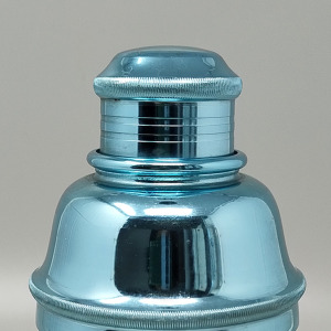 1960s Gorgeous Light Blue Cocktail Shaker by Lumium in Pure Aluminum. Made in England