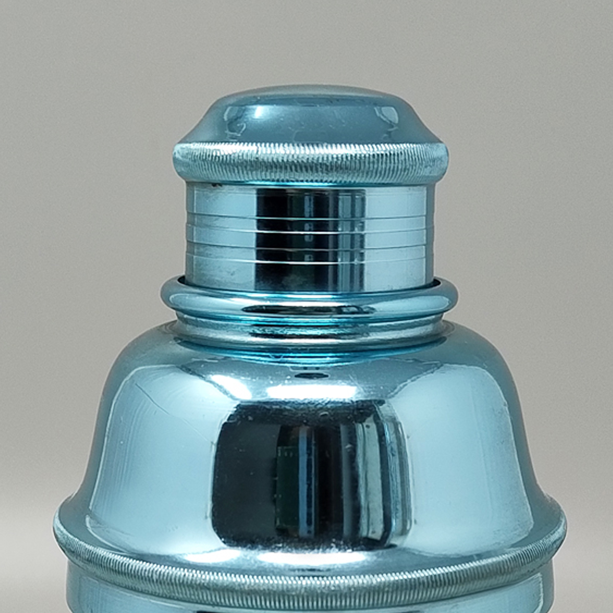 1960s Gorgeous Light Blue Cocktail Shaker by Lumium in Pure Aluminum. Made in England