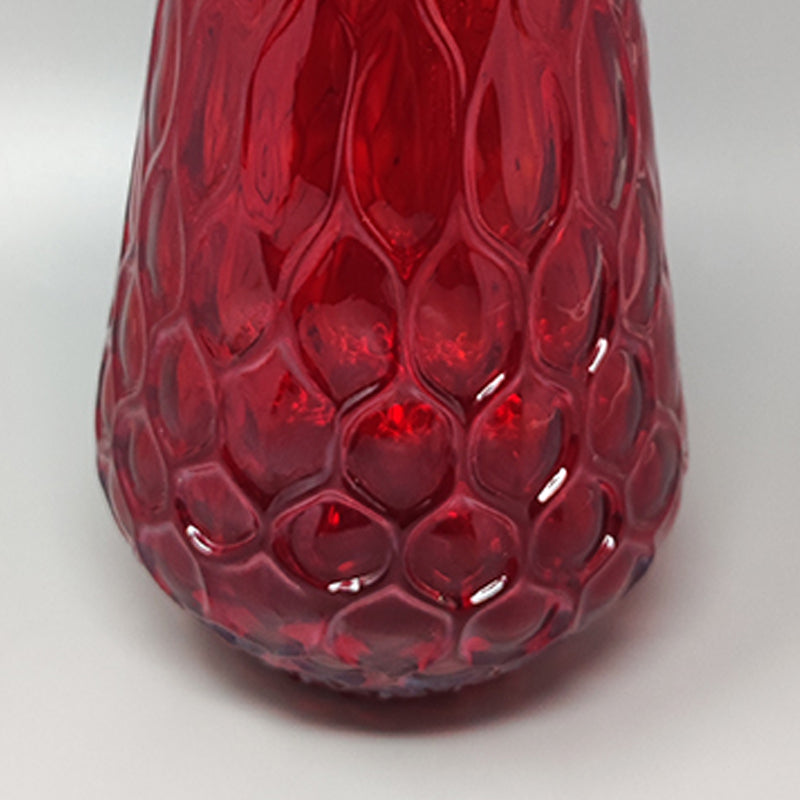 1960s Gorgeous Red Vase in Murano Glass By Ca dei Vetrai. Made in Italy