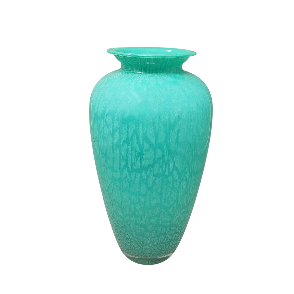 1970s Exquisited Handcrafted Green Vase by V.A.M. in Murano Glass. Made in Italy