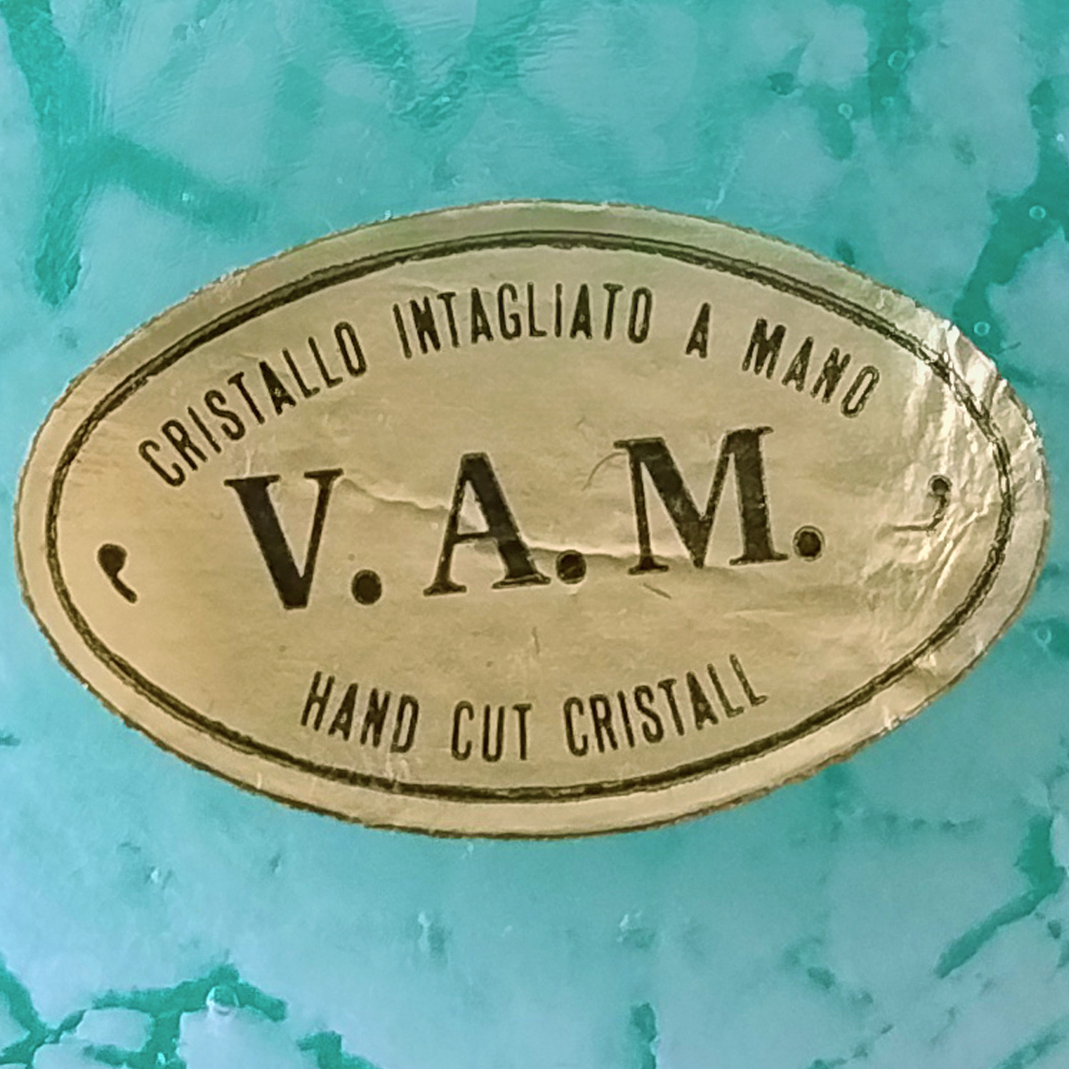 1970s Exquisited Handcrafted Green Vase by V.A.M. in Murano Glass. Made in Italy