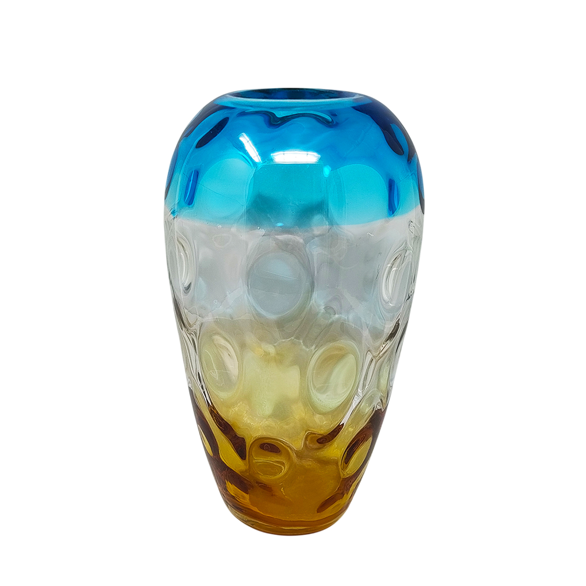 1970s Gorgeous Blue and Amber Vase in Murano Glass By Ca Dei Vetrai.