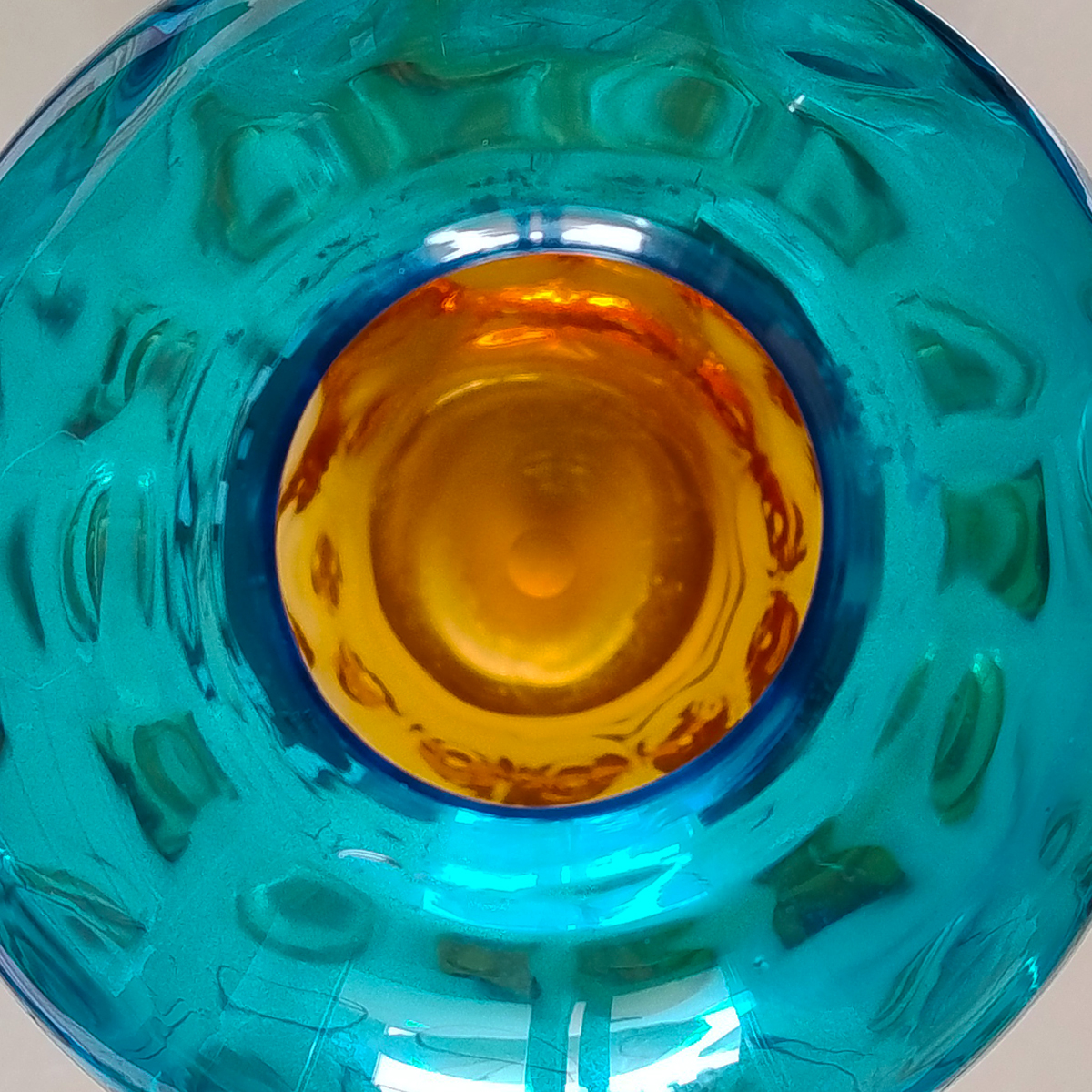1970s Gorgeous Blue and Amber Vase in Murano Glass By Ca Dei Vetrai.