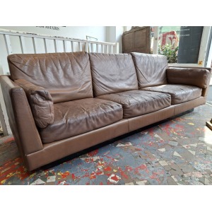 1970s Danish Leather 4 Seater Sofa By Thams Kvalitet. Vintage/Mid Century/Scandi
