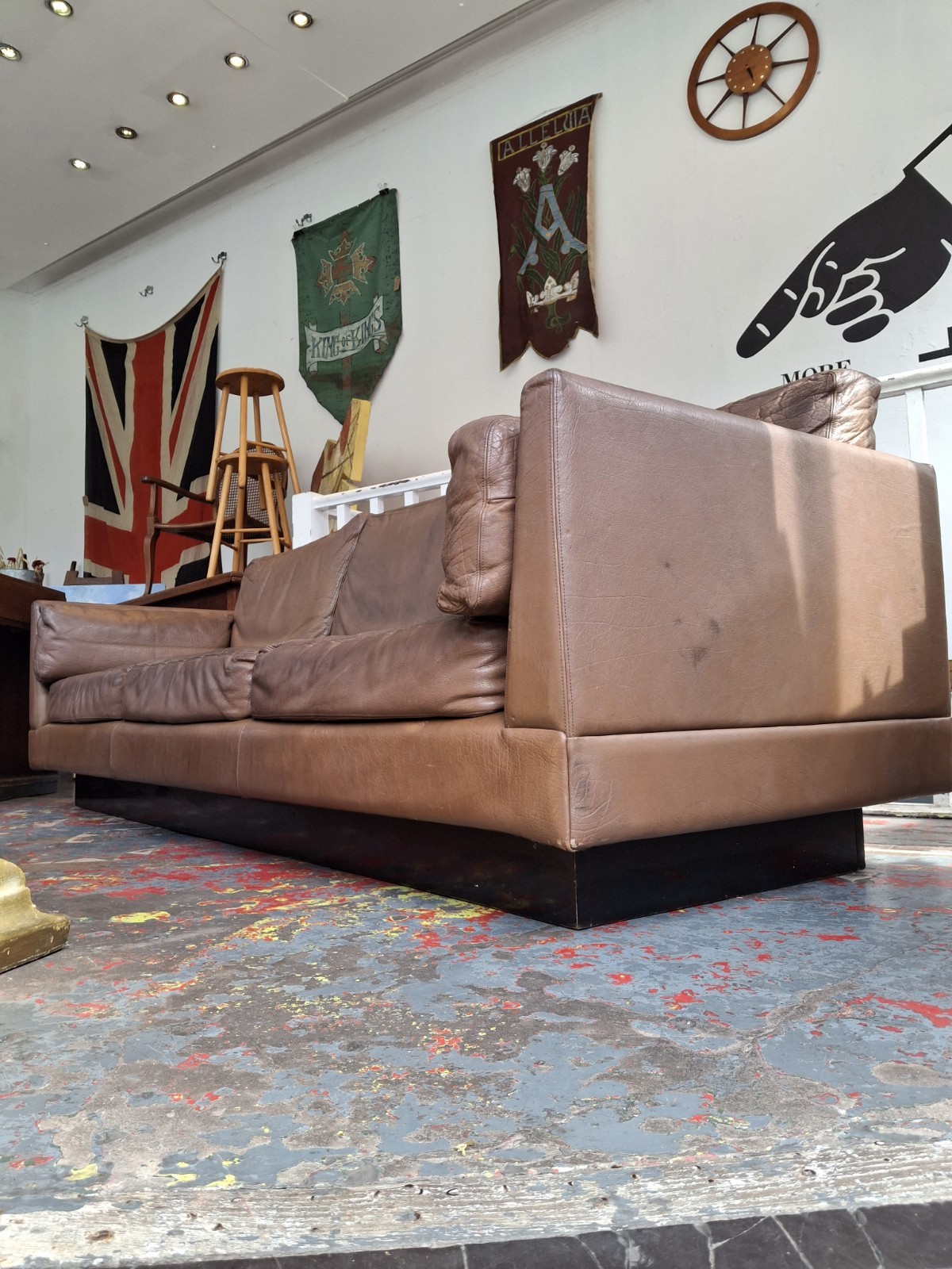 1970s Danish Leather 4 Seater Sofa By Thams Kvalitet. Vintage/Mid Century/Scandi