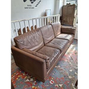 1970s Danish Leather 4 Seater Sofa By Thams Kvalitet. Vintage/Mid Century/Scandi