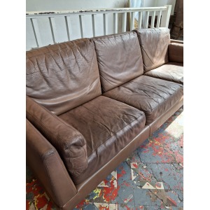 1970s Danish Leather 4 Seater Sofa By Thams Kvalitet. Vintage/Mid Century/Scandi