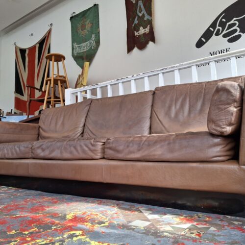 1970s Danish Leather 4 Seater Sofa By Thams Kvalitet. Vintage/Mid Century/Scandi