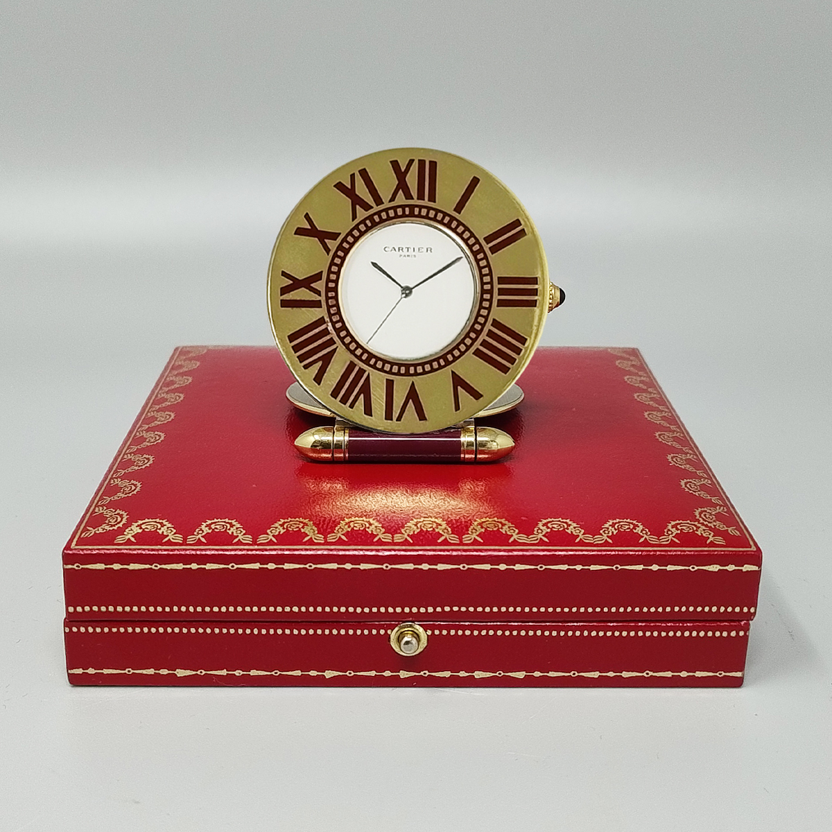 1990s Gorgeous Cartier Alarm Clock Pendulette. Made in France.