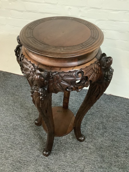 19th Century Chinese Carved Rosewood Plant Stand.