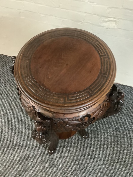 19th Century Chinese Carved Rosewood Plant Stand.