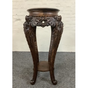 19th Century Chinese Carved Rosewood Plant Stand.