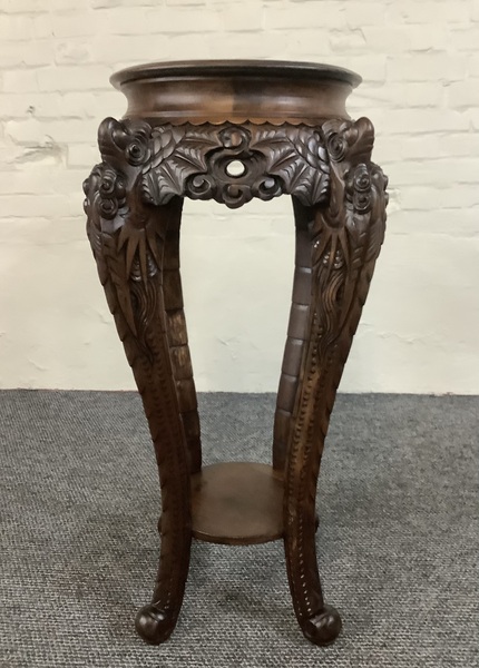 19th Century Chinese Carved Rosewood Plant Stand.