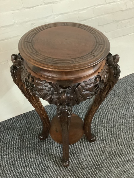 19th Century Chinese Carved Rosewood Plant Stand.