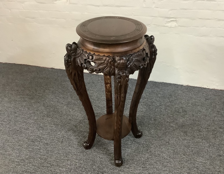 19th Century Chinese Carved Rosewood Plant Stand.