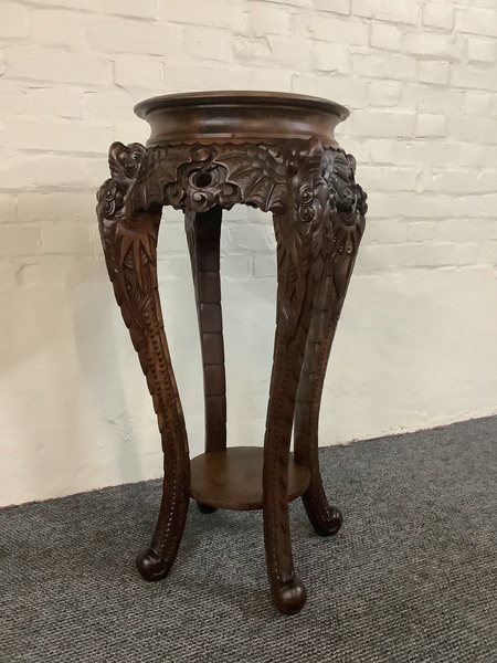 19th Century Chinese Carved Rosewood Plant Stand.