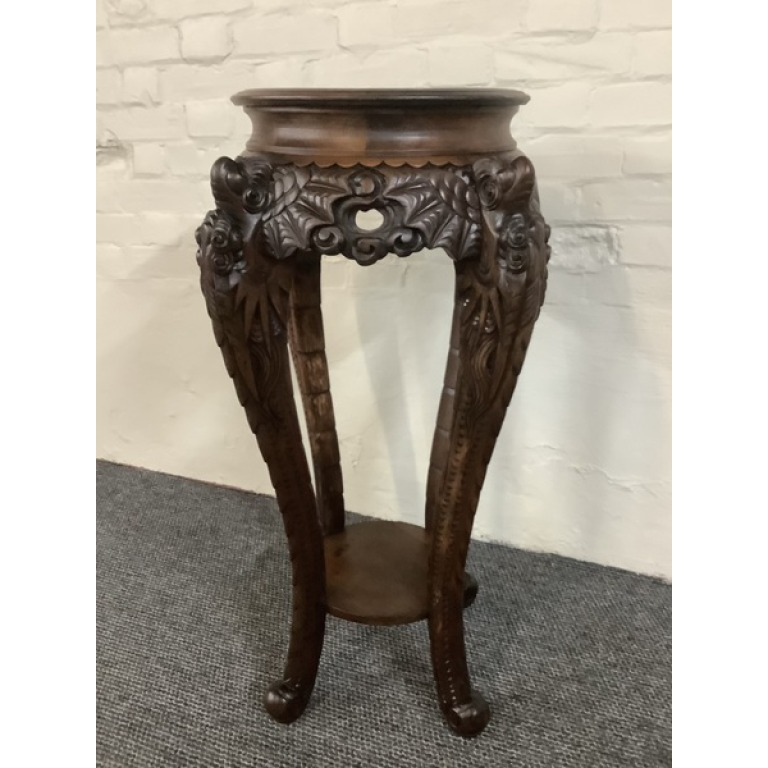 19th Century Chinese Carved Rosewood Plant Stand.