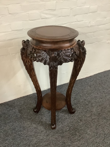 19th Century Chinese Carved Rosewood Plant Stand.