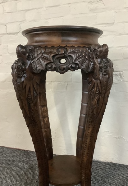 19th Century Chinese Carved Rosewood Plant Stand.
