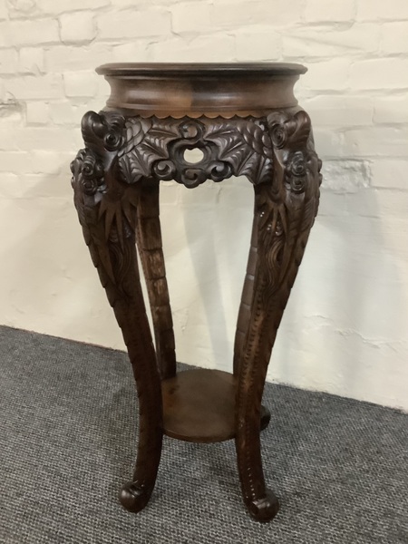 19th Century Chinese Carved Rosewood Plant Stand.