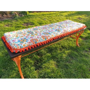 Vintage Cast Iron and Wood Low Garden Bench/Coffee Table - Ornate Design