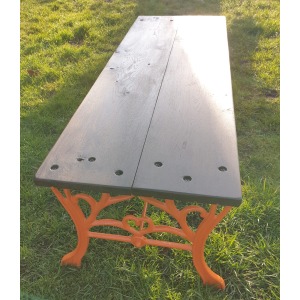 Vintage Cast Iron and Wood Low Garden Bench/Coffee Table - Ornate Design