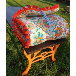 Vintage Cast Iron and Wood Low Garden Bench/Coffee Table - Ornate Design