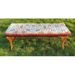 Vintage Cast Iron and Wood Low Garden Bench/Coffee Table - Ornate Design