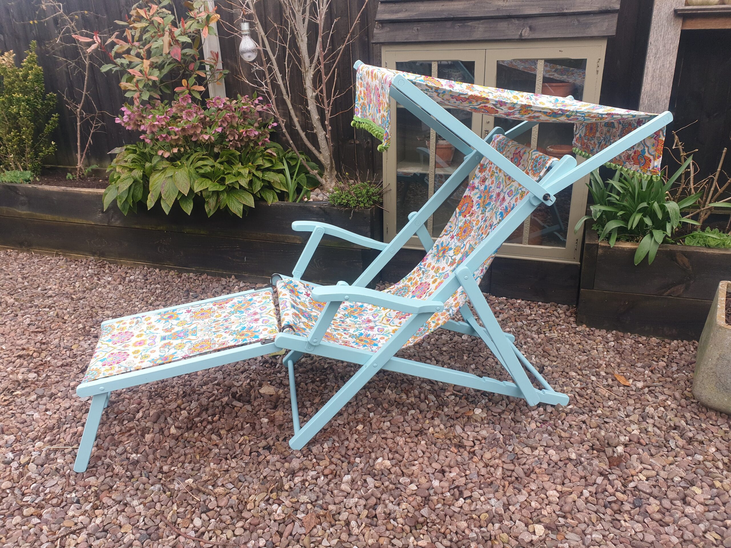 Edwardian canopy folding deckchair