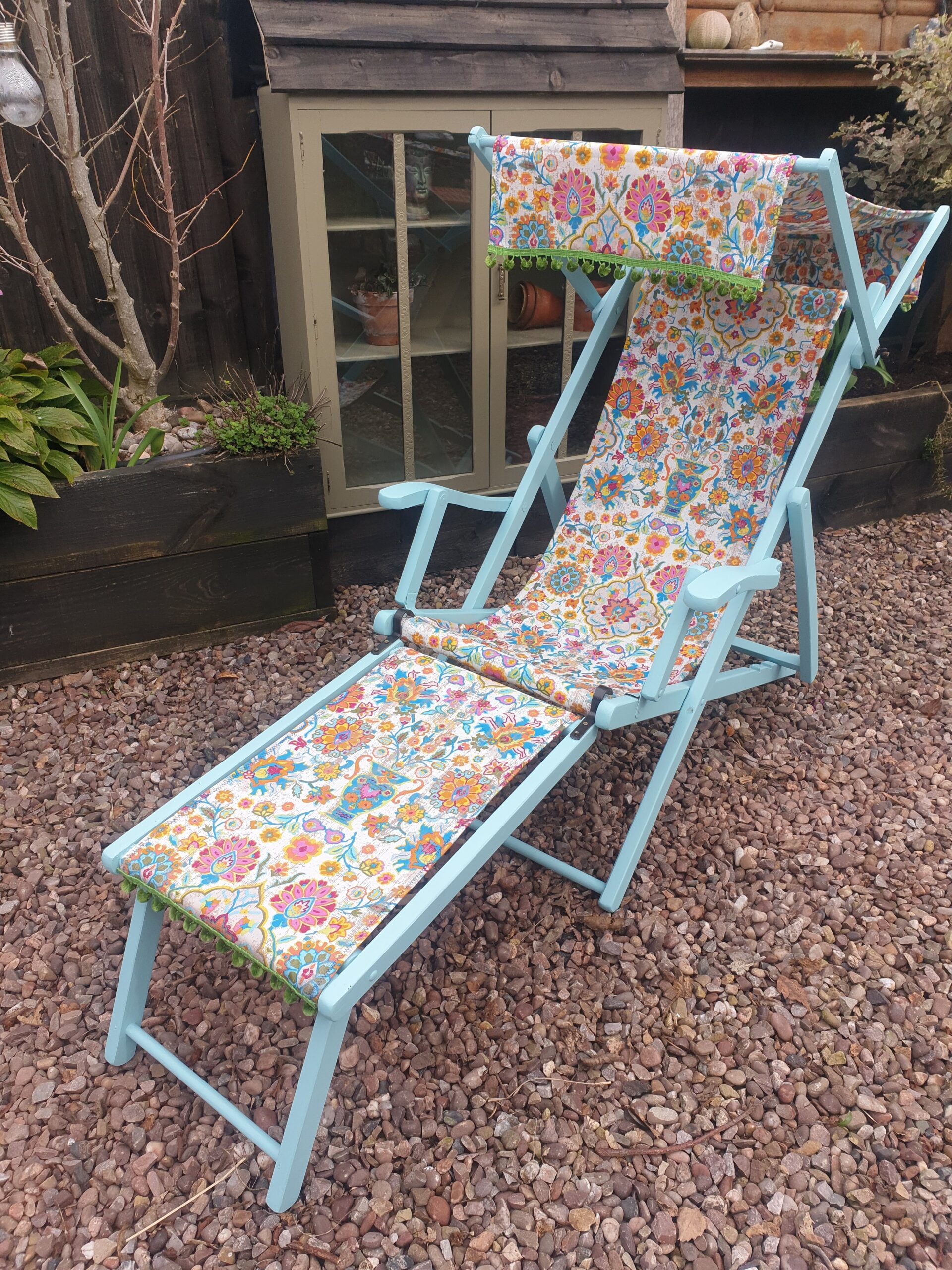 Edwardian canopy folding deckchair