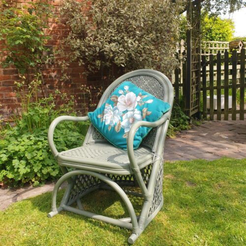 Vintage bamboo and wicker armchair