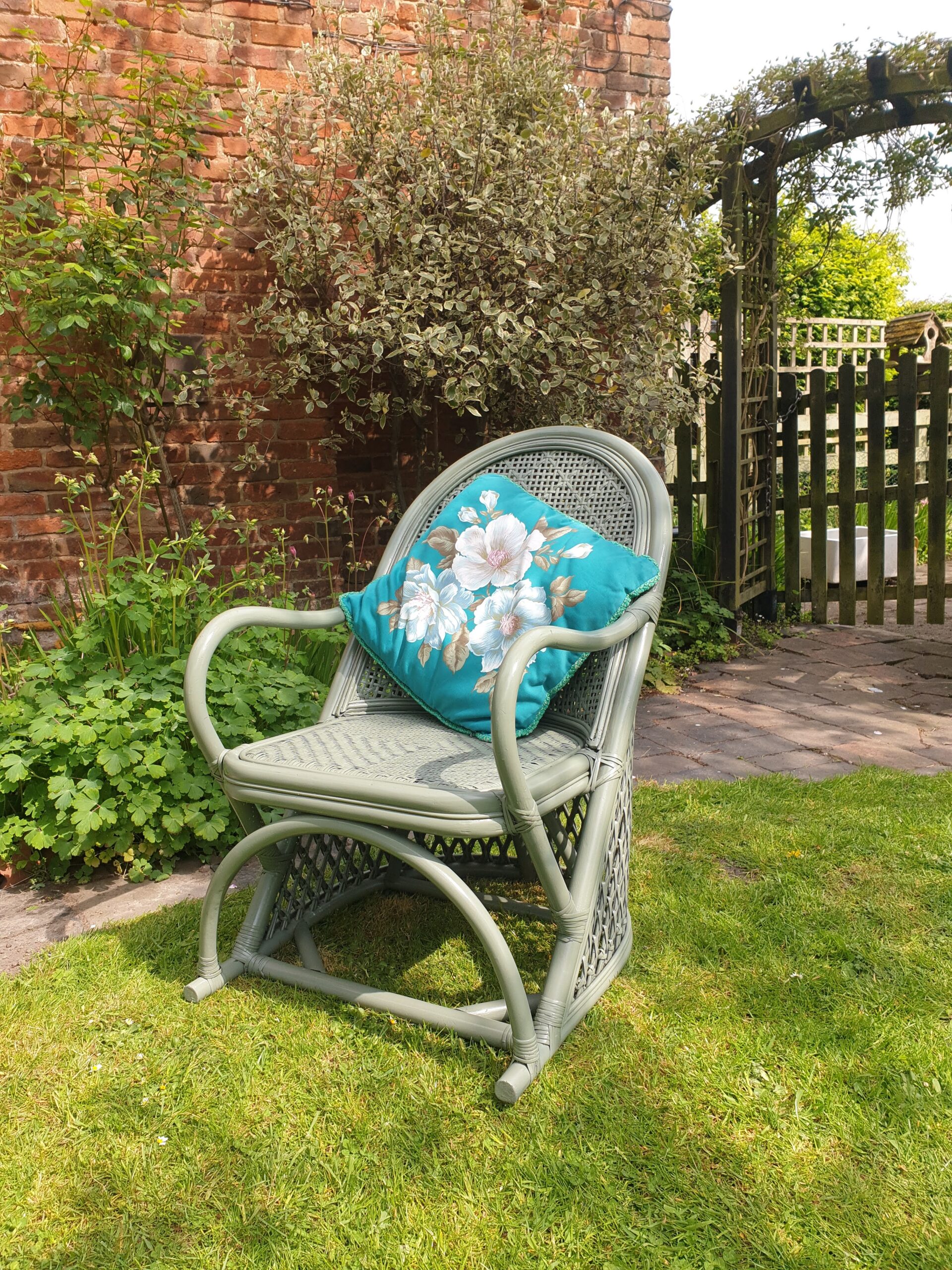 Vintage bamboo and wicker armchair