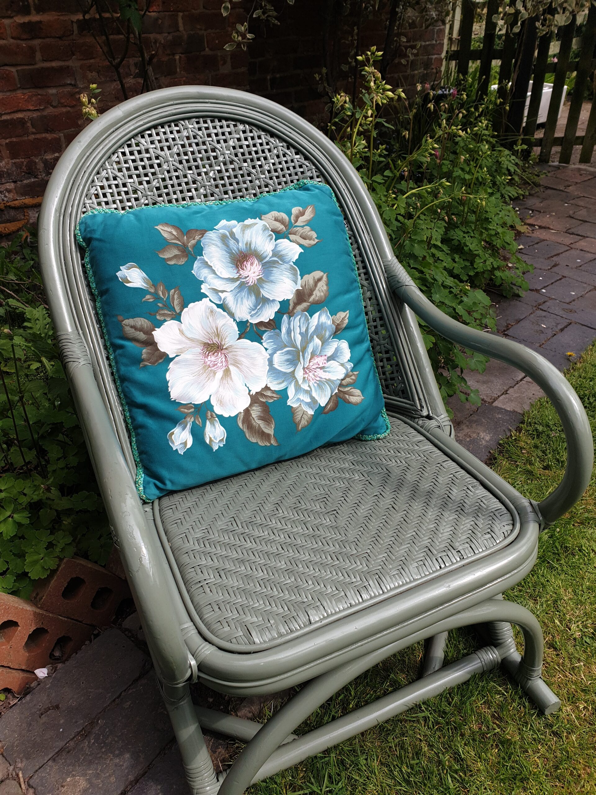 Vintage bamboo and wicker armchair