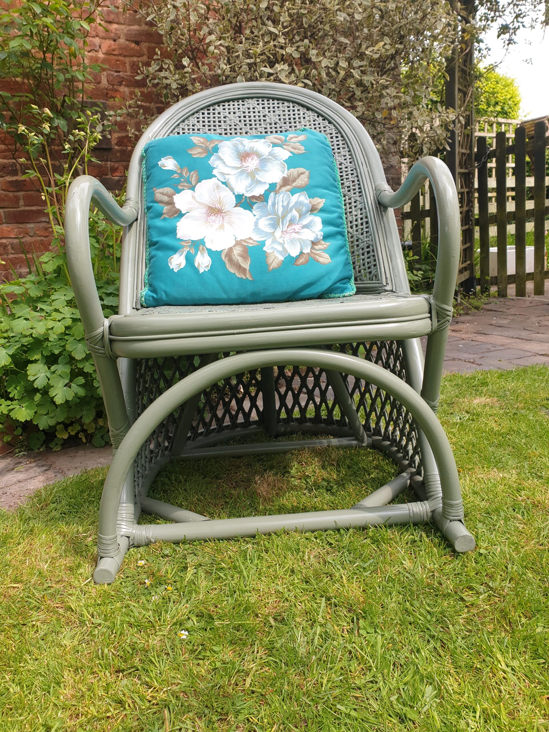 Vintage bamboo and wicker armchair