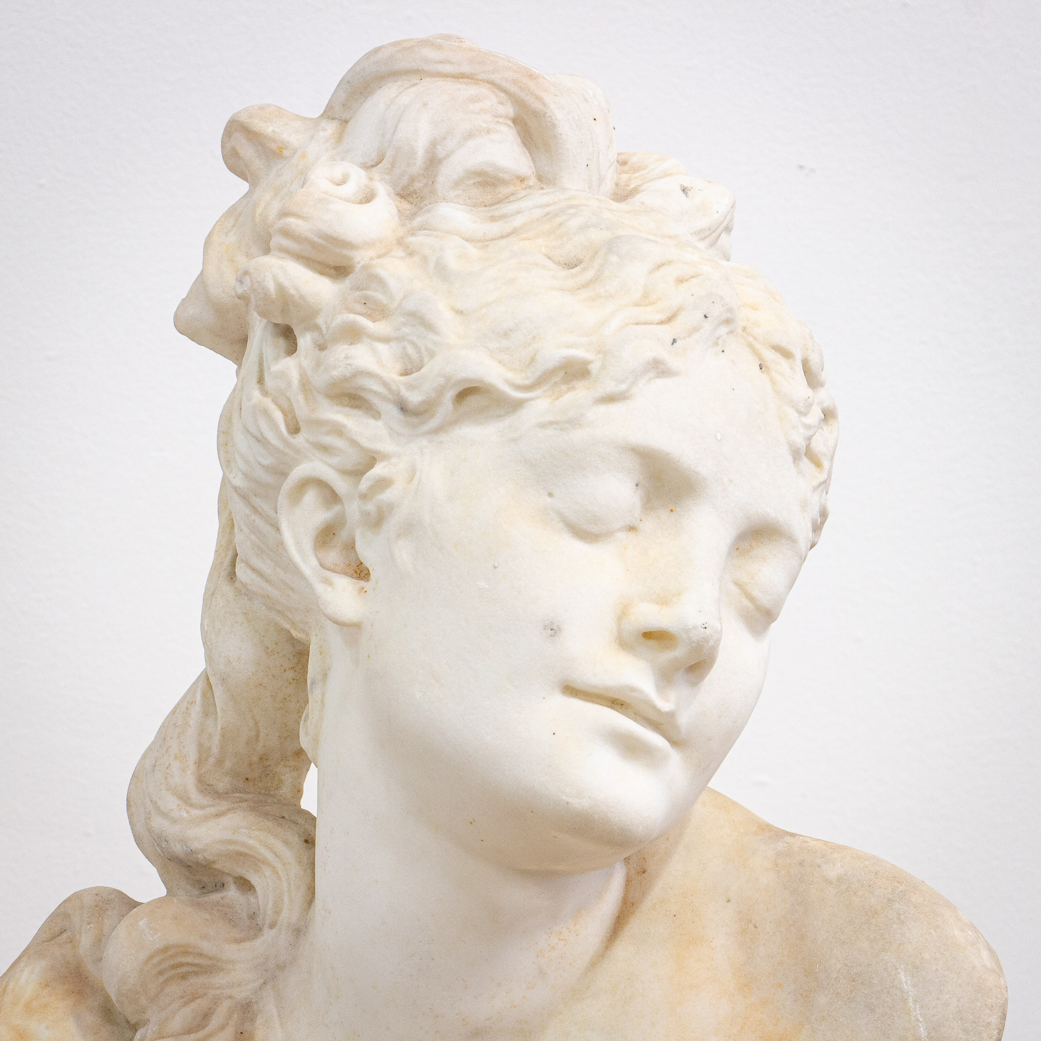 Marble Bust of Young Woman with Separate Pillar Base