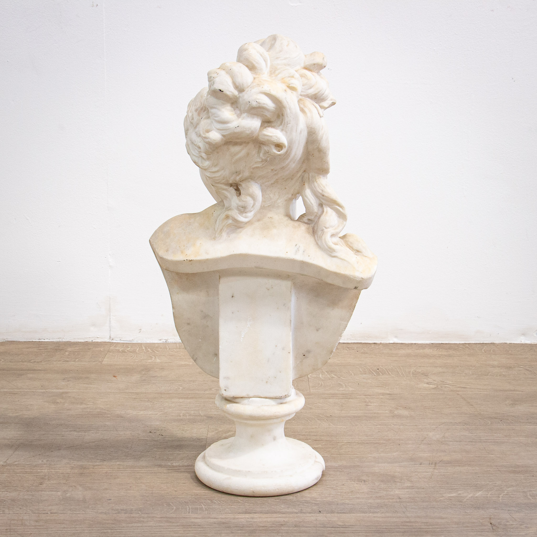 Marble Bust of Young Woman with Separate Pillar Base
