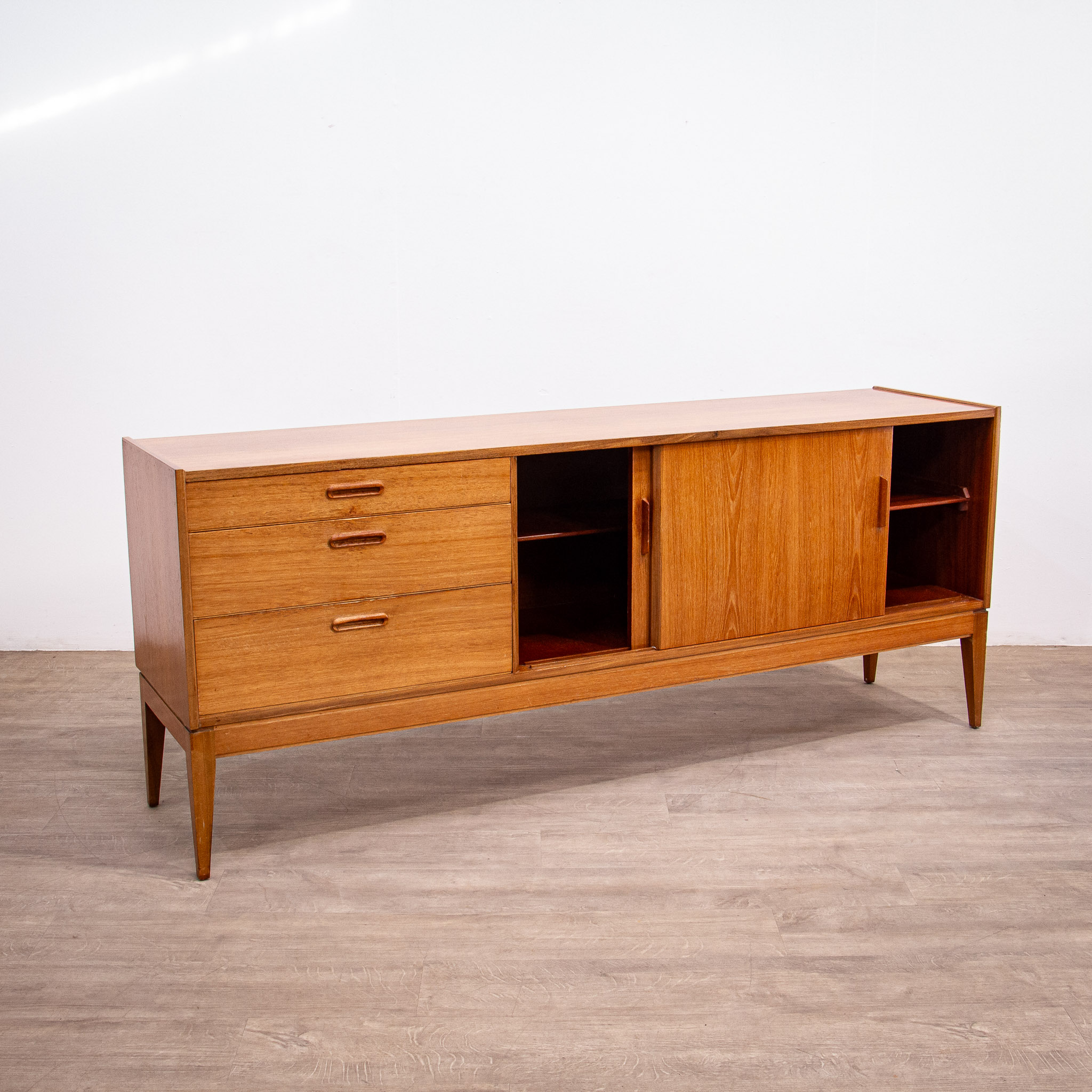 Long Mid Century Teak Sideboard