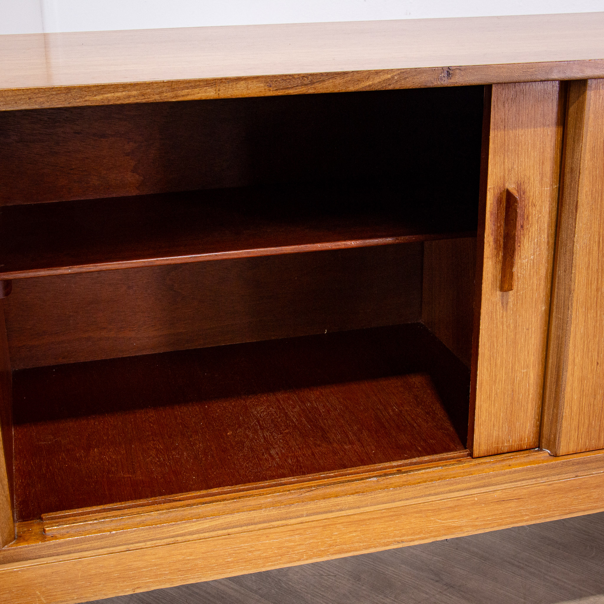 Long Mid Century Teak Sideboard