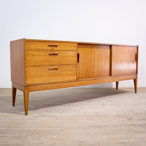 Long Mid Century Teak Sideboard