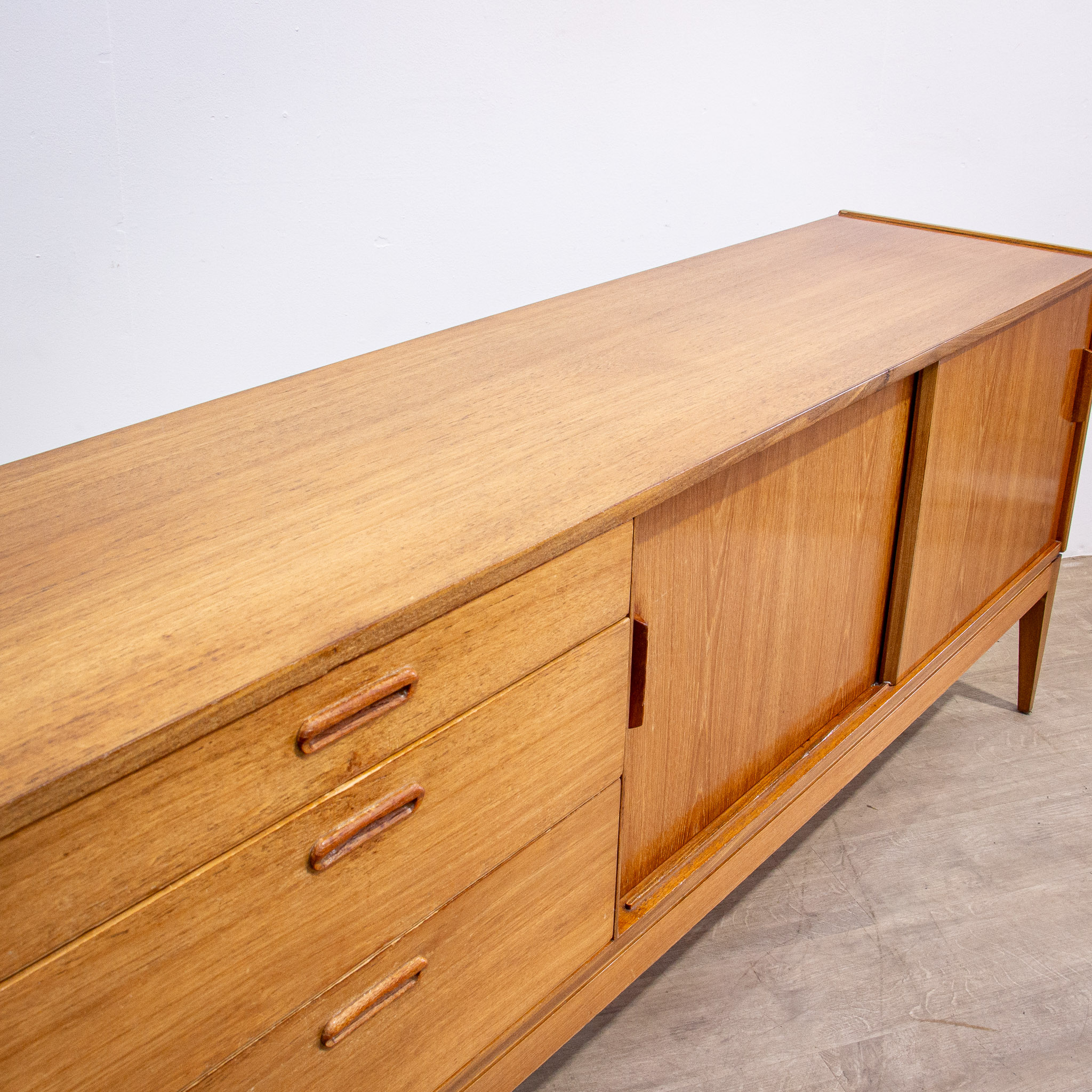 Long Mid Century Teak Sideboard